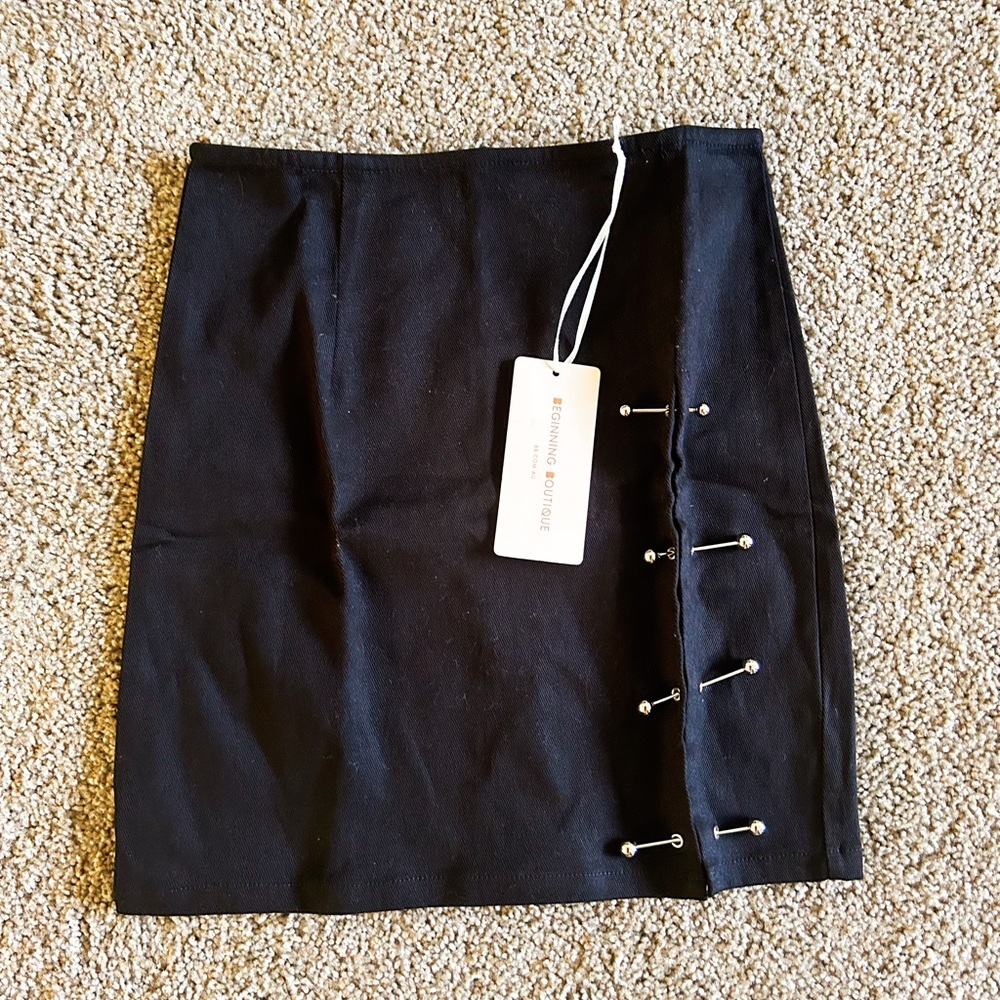 Beginning Boutique Black Side Split Mini Skirt